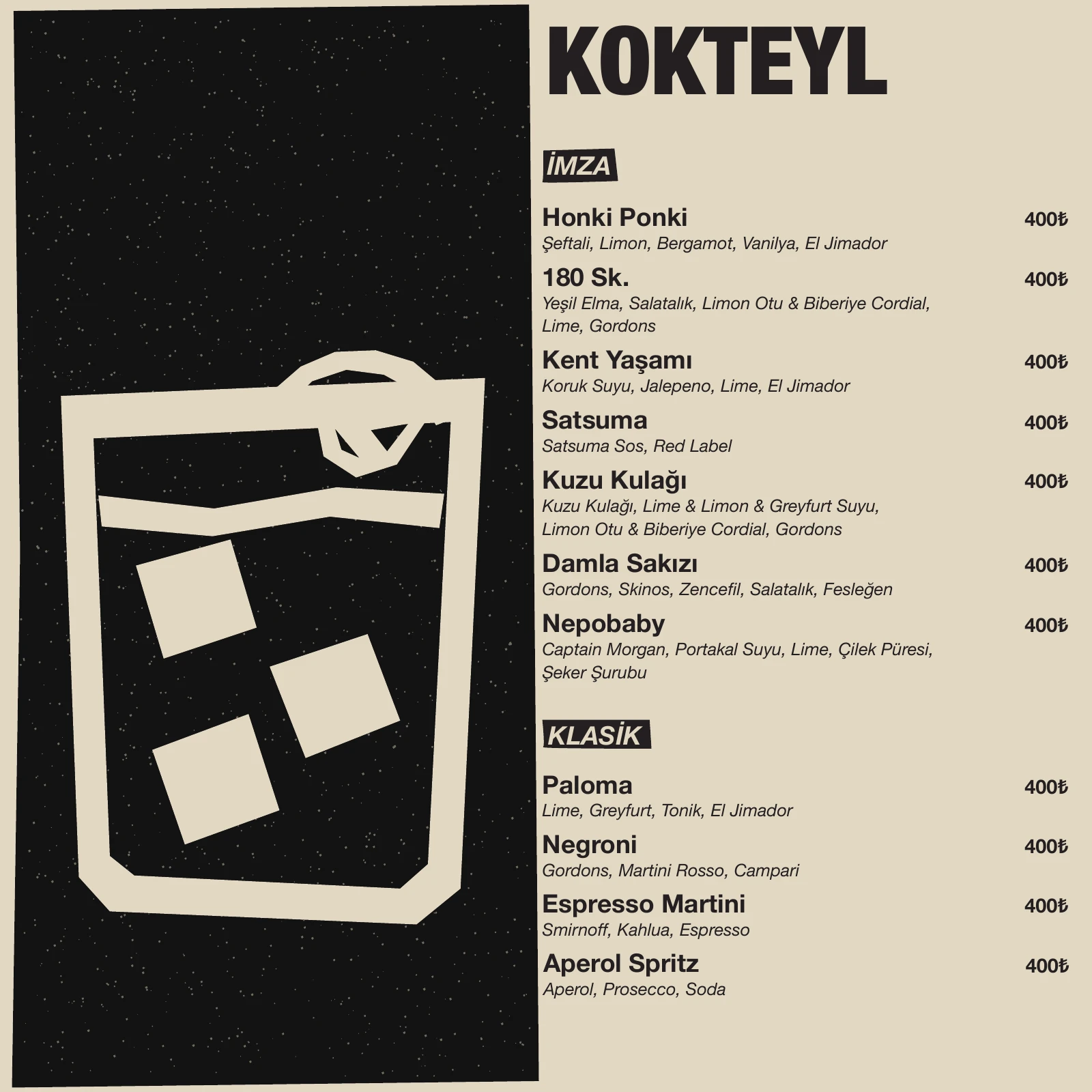 Kokteyl menüsü