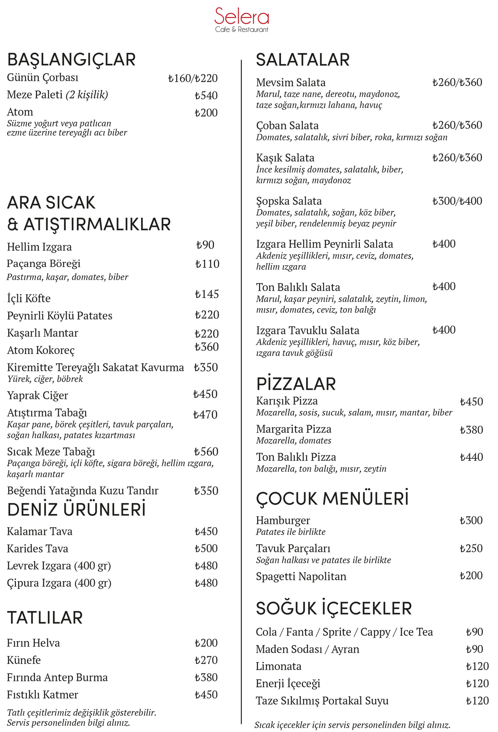 Menu Page 1
